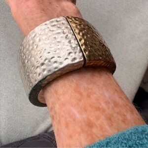 Textured Silver Bangle Bracelet
